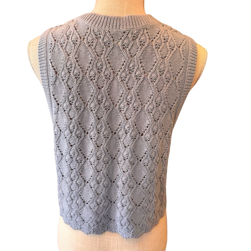 Cleo + Wolf Light Blue Cable Knit Buttoned Sweater Vest NWOT - Picture 2 of 10